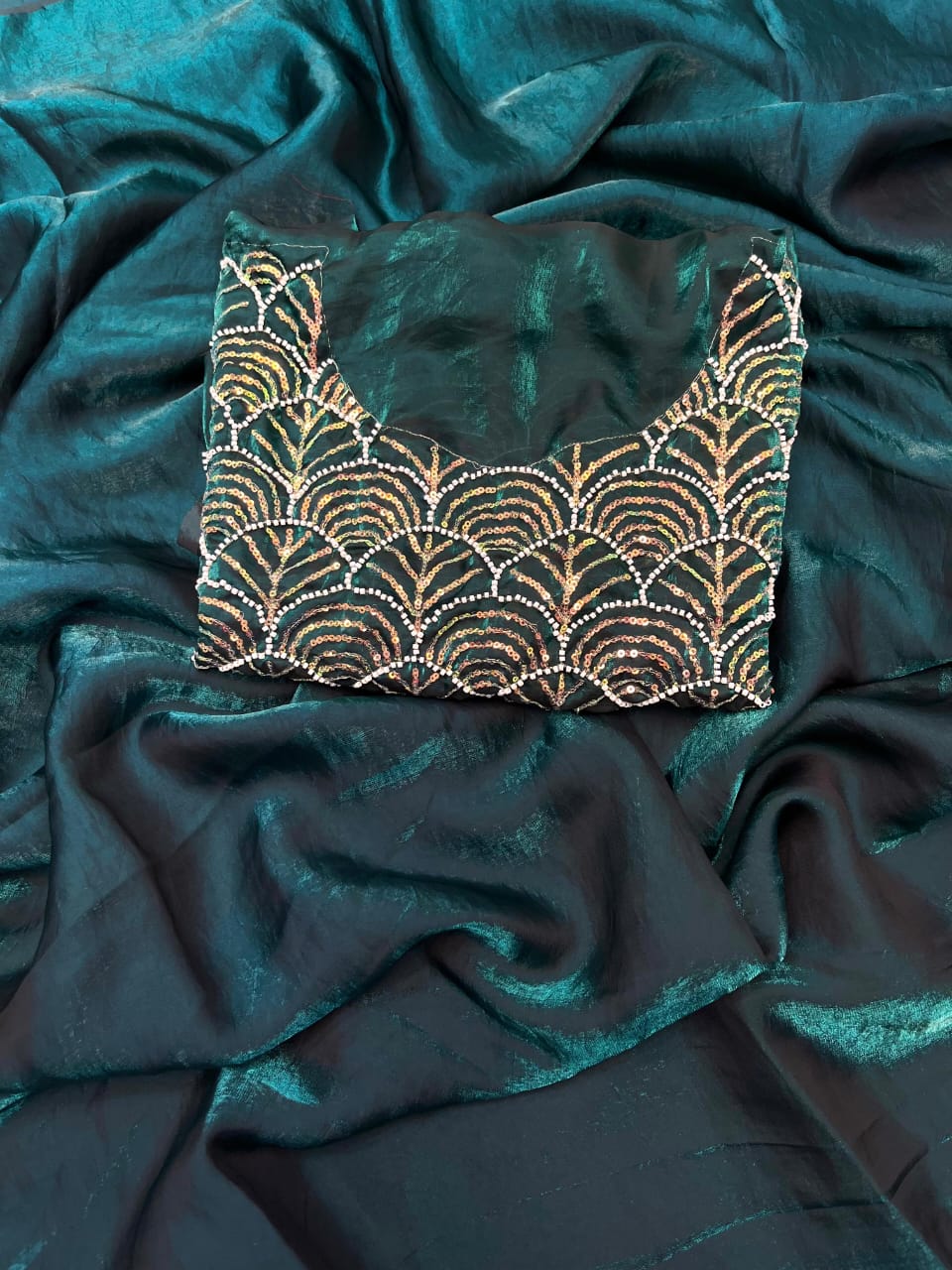 Kayatri New Designer Fandy Sattin Brits Cutdana Work Saree