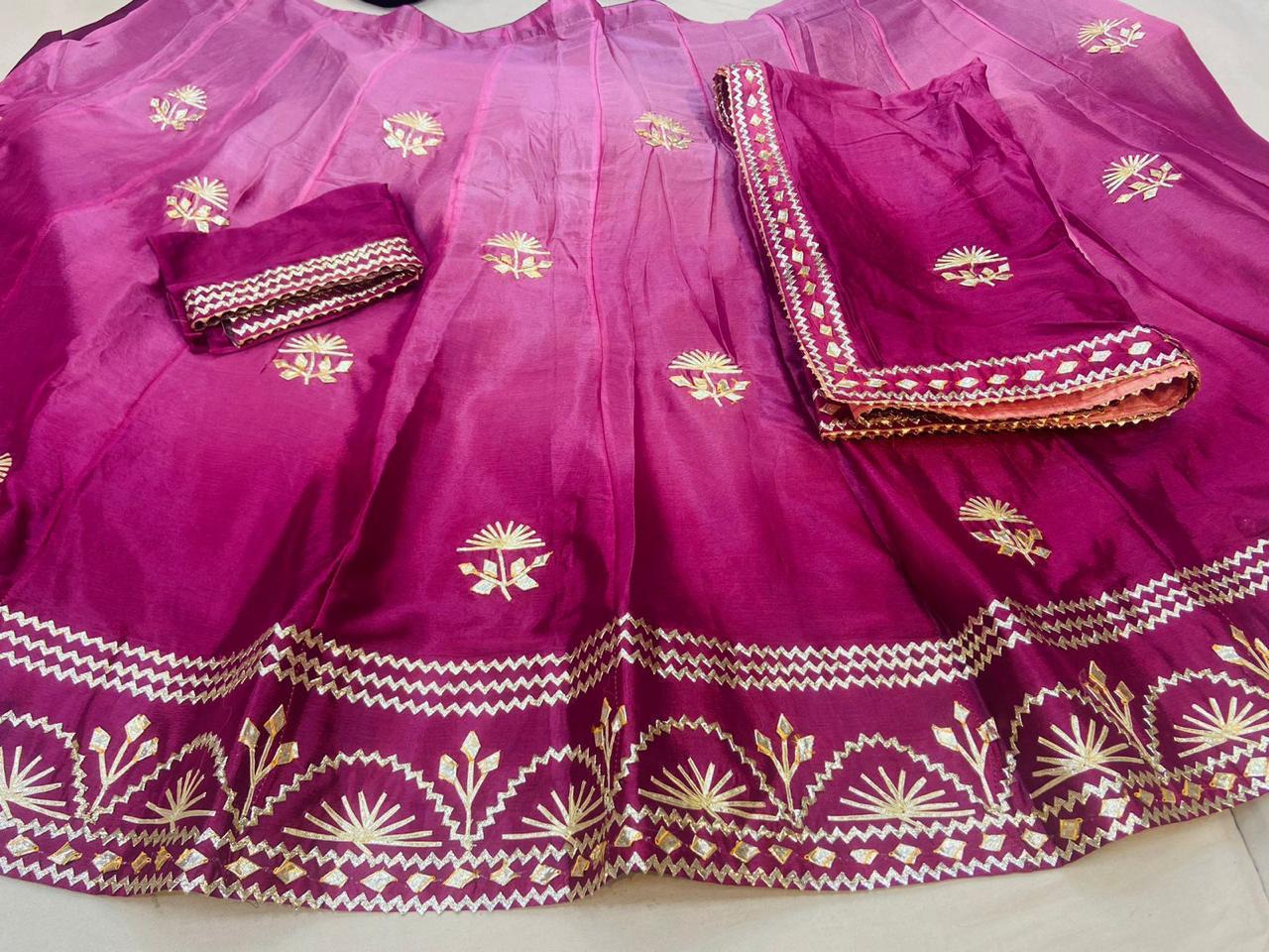 Kayatri New Pure Chinon Gotapatti Work Saree