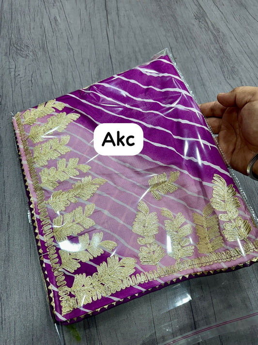 Kayatri New Pure Soft Chinon Silk Leheriya Style Saree