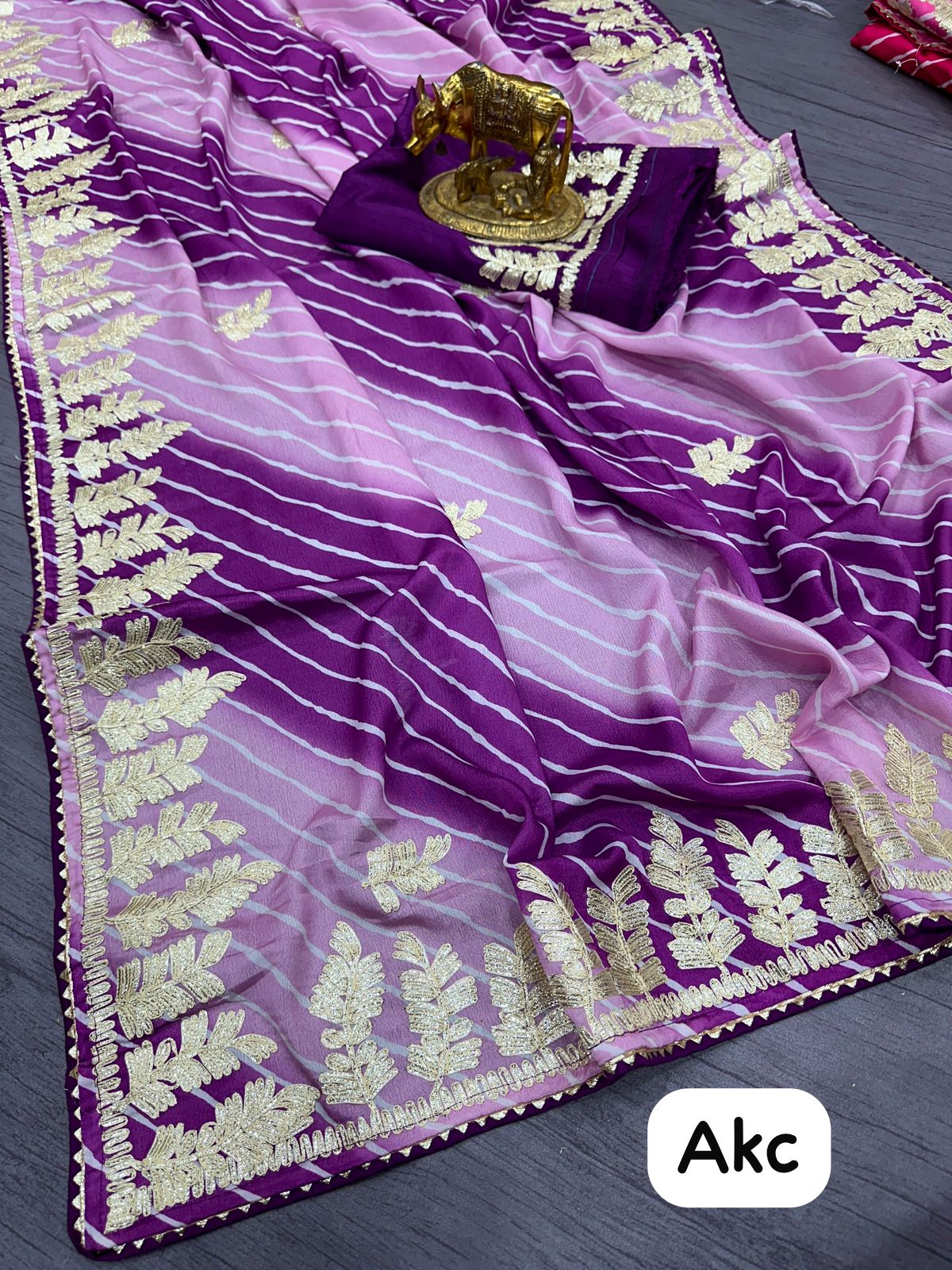 Kayatri New Pure Soft Chinon Silk Leheriya Style Saree