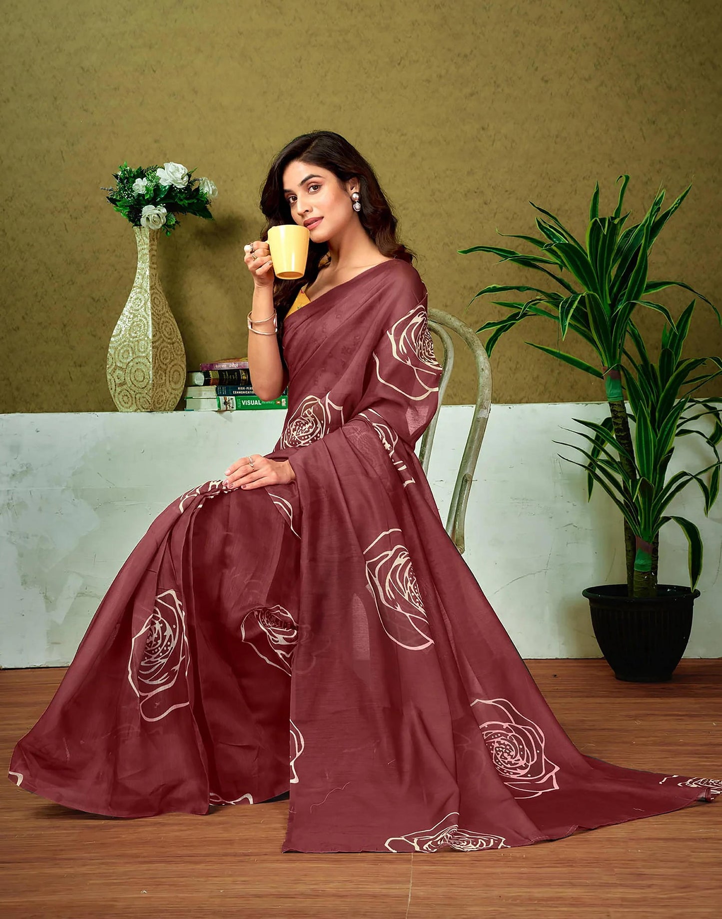 Kayatri New Soft Pure Cotton Flower Print Saree