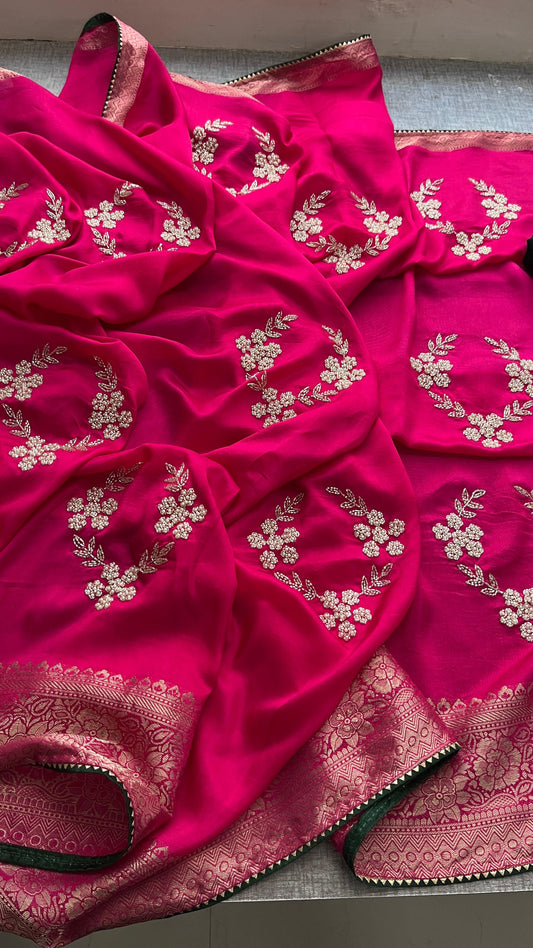 Kayatri New Pure Rassian Silk Zari Handwork Saree