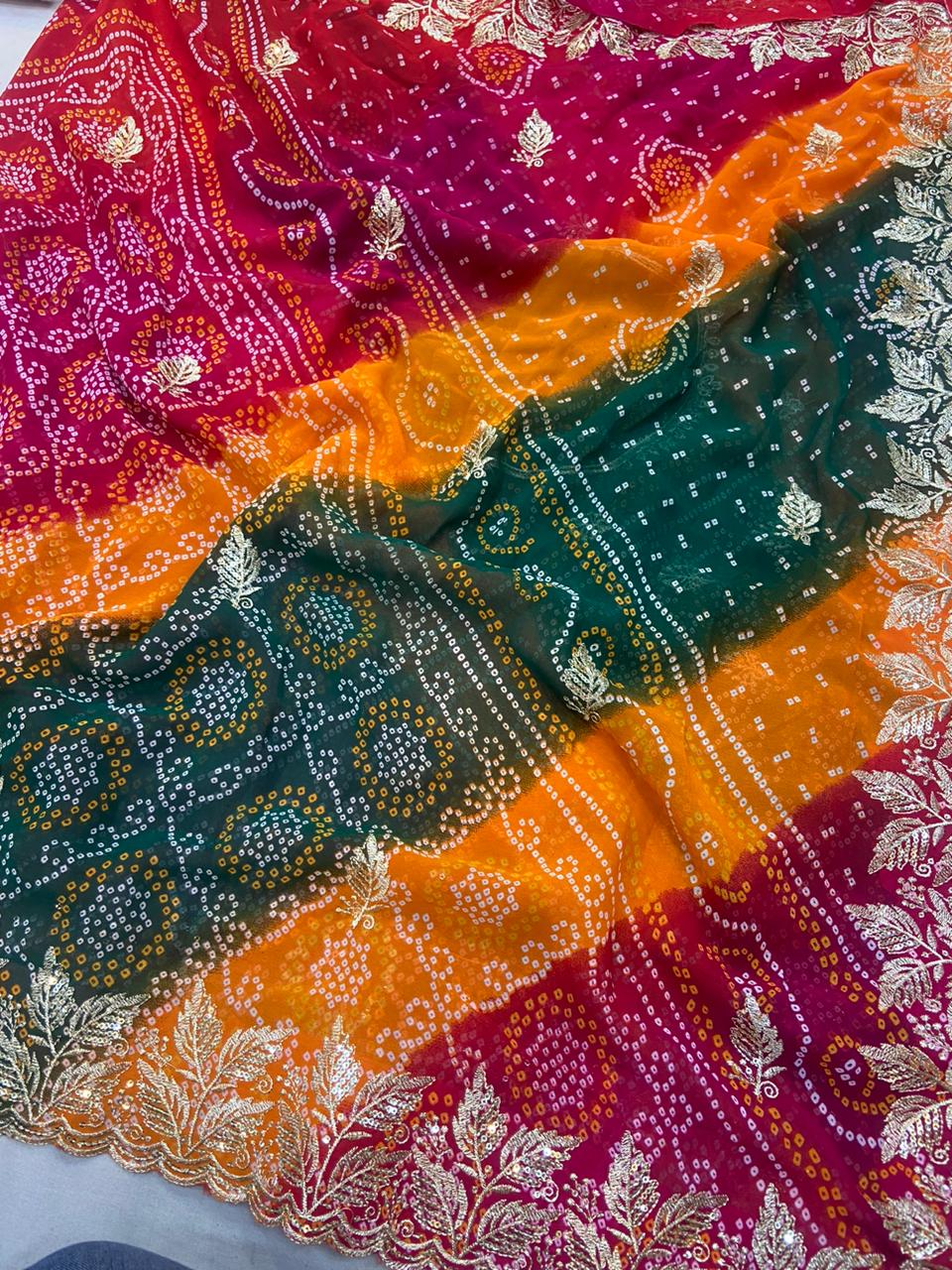 Kayatri New Pure Georgette Kacha Gota Patti Work Saree