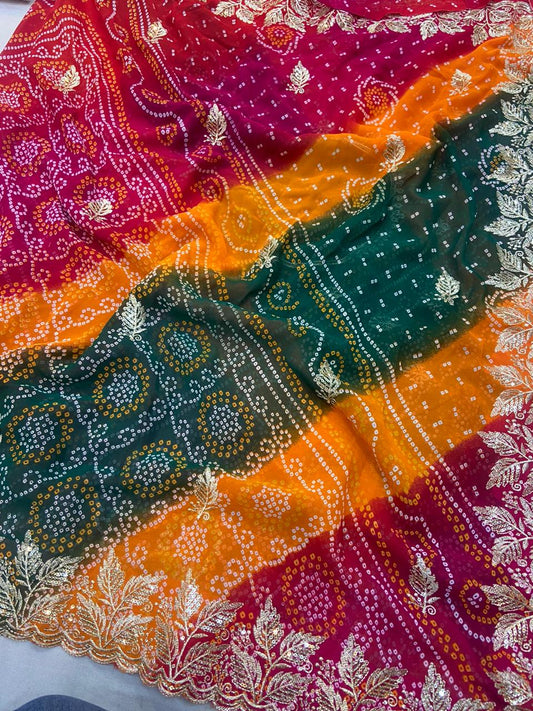 Kayatri New Pure Georgette Kacha Gota Patti Work Saree