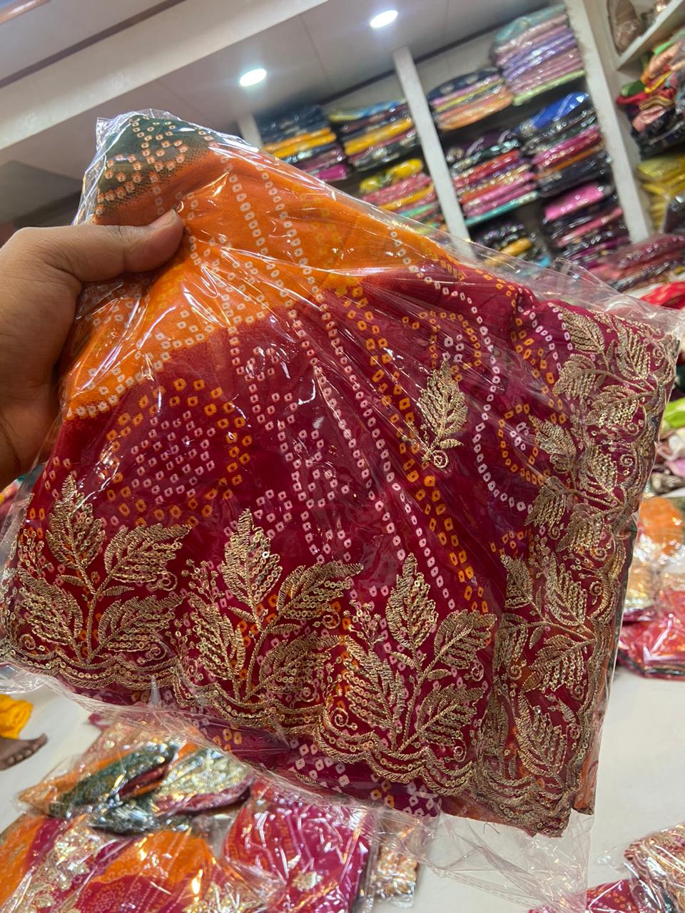 Kayatri New Pure Georgette Kacha Gota Patti Work Saree