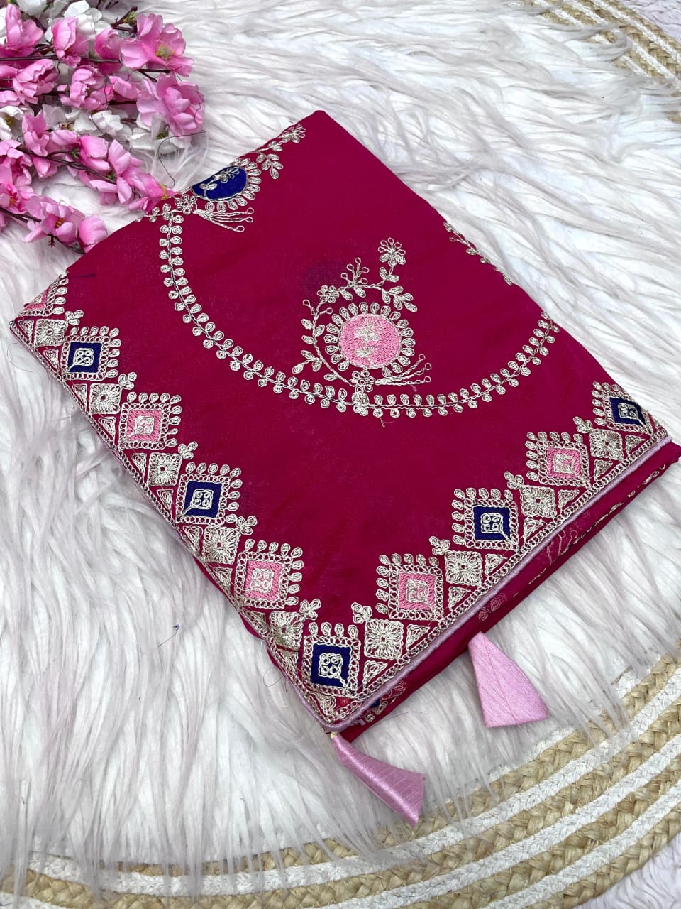 Kayatri New Bloomimg Chocolate Silk Embroidery Sequence Coding Work Saree