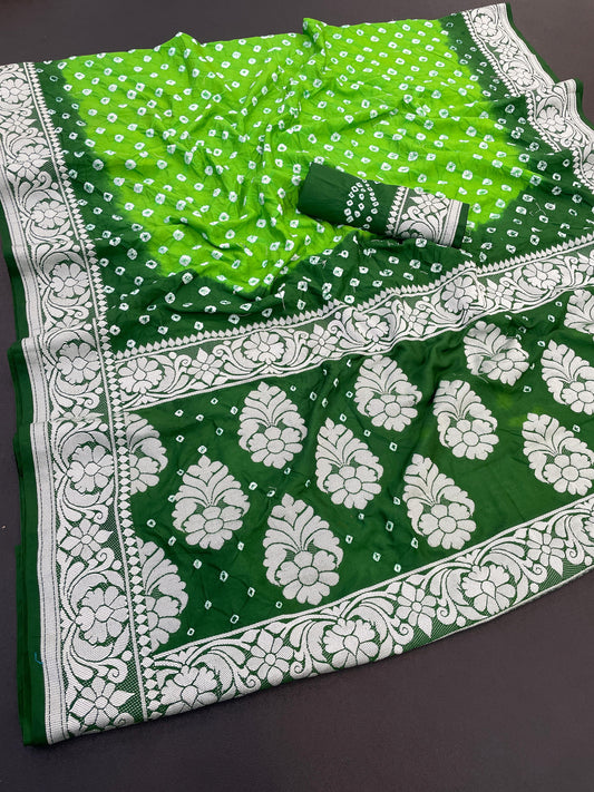 Kayatri New Dola Silk Hand Bandhej Saree