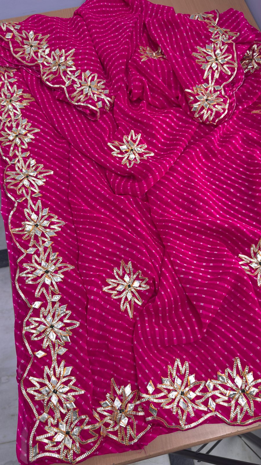 Kayatri New 60 Grm Georgette Kacha Gotapatti Work Saree