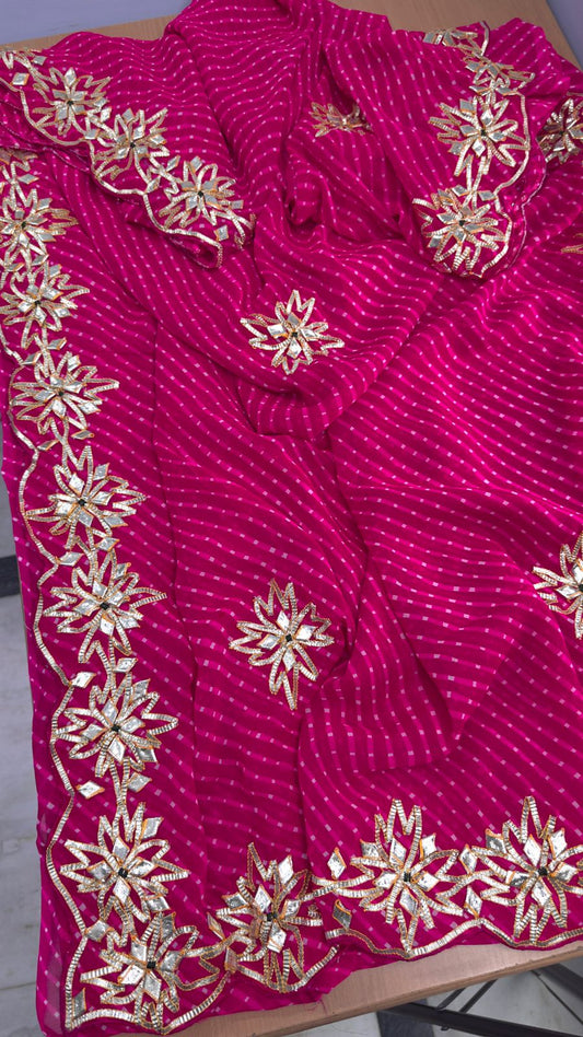 Kayatri New 60 Grm Georgette Kacha Gotapatti Work Saree