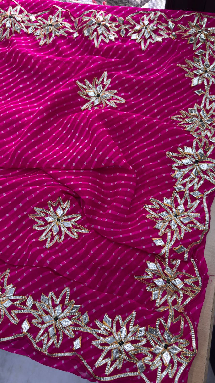 Kayatri New 60 Grm Georgette Kacha Gotapatti Work Saree