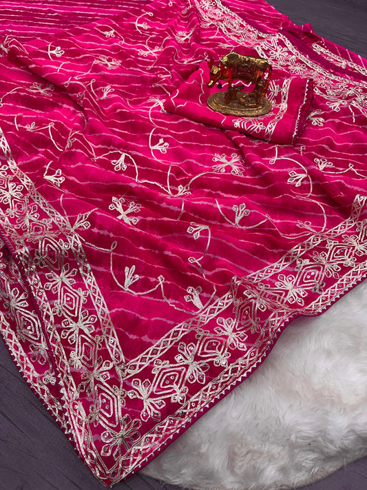 Kayatri New Pure CXC Georgette Leheriya Saree
