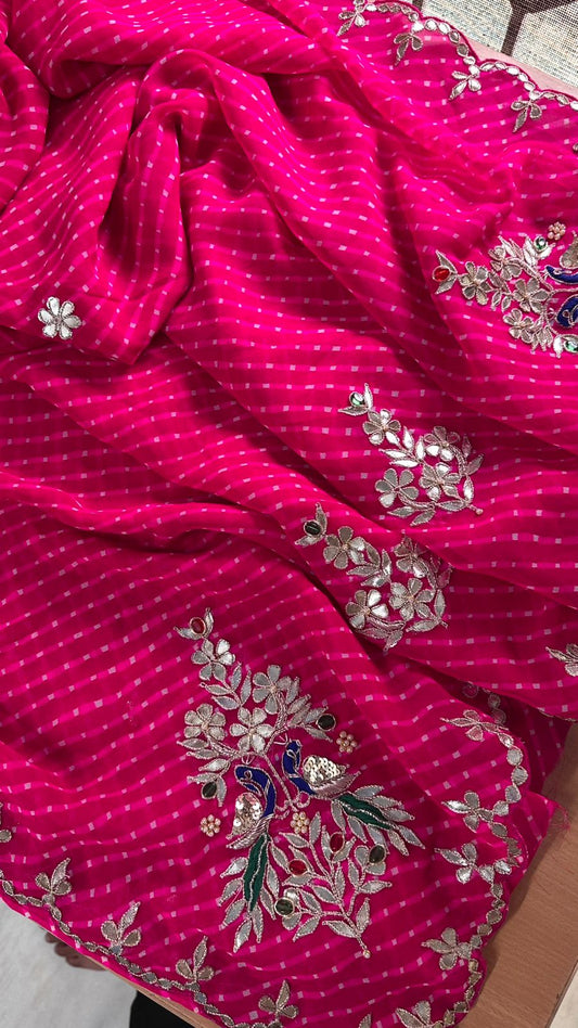 Kayatri New 60 Grm Georgette Hand Gotapatti Work Saree