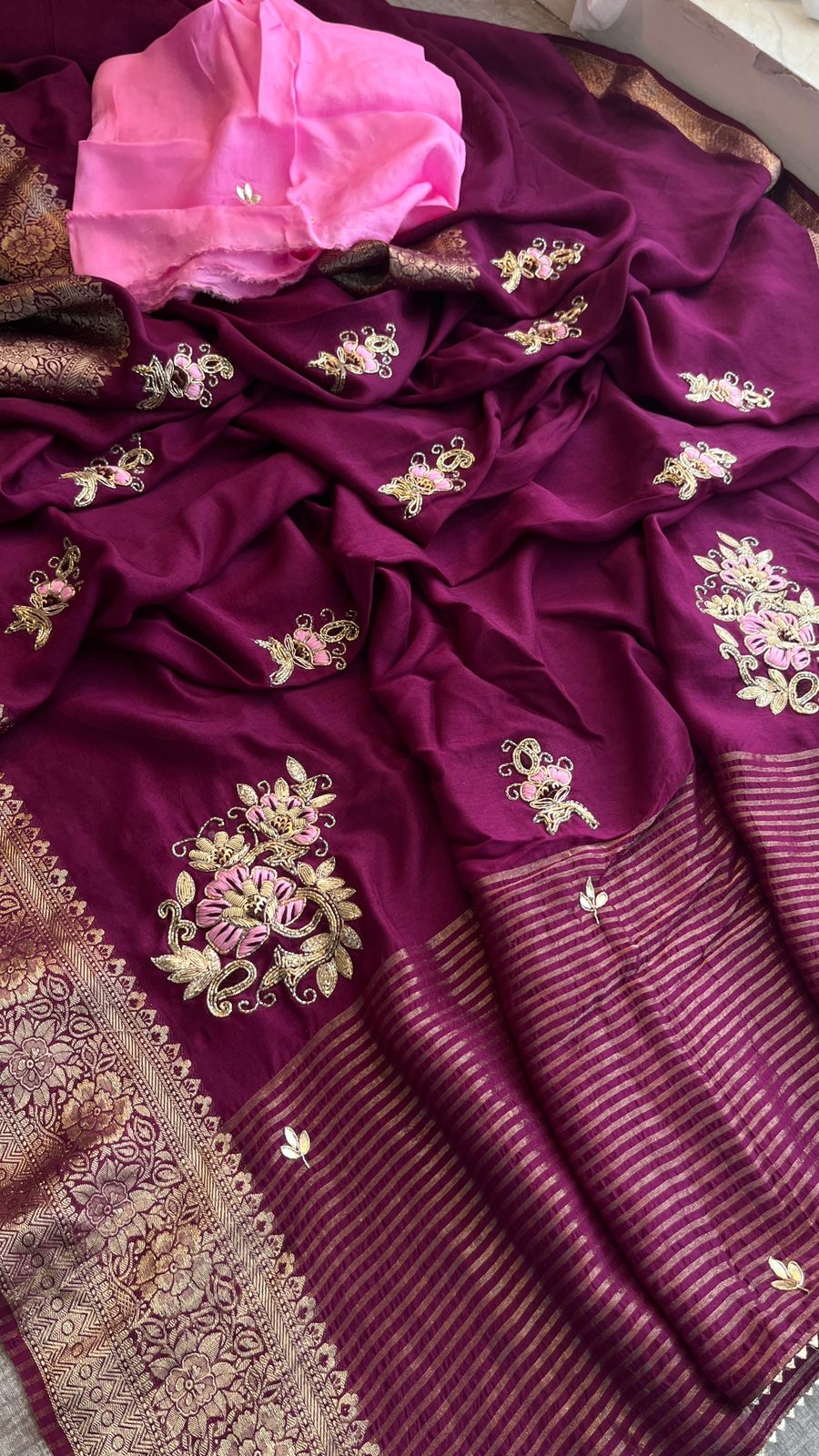 Kayatri New Pure Moonga Silk Hand Work Saree