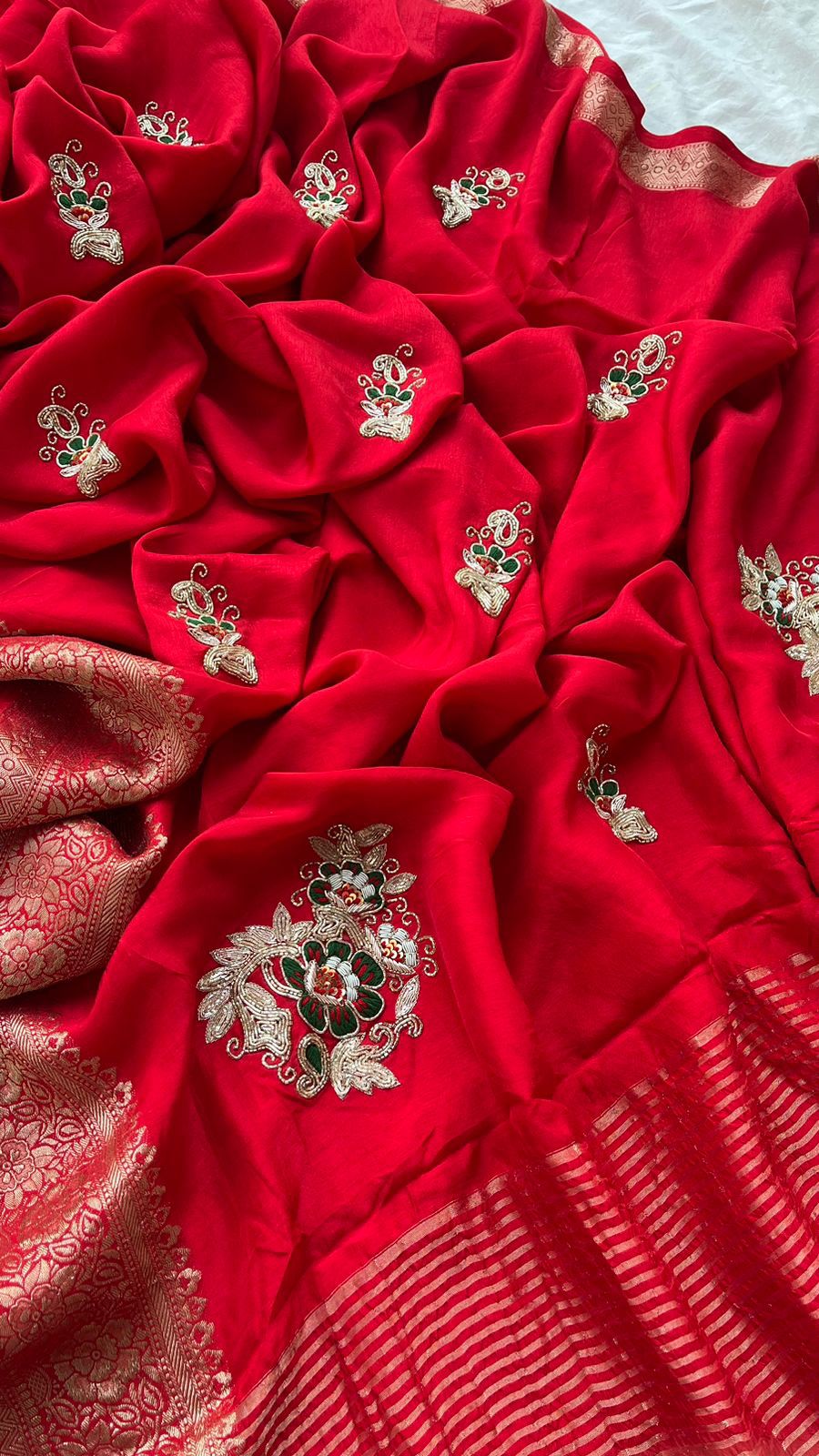 Kayatri New Pure Moonga Silk Hand Work Saree