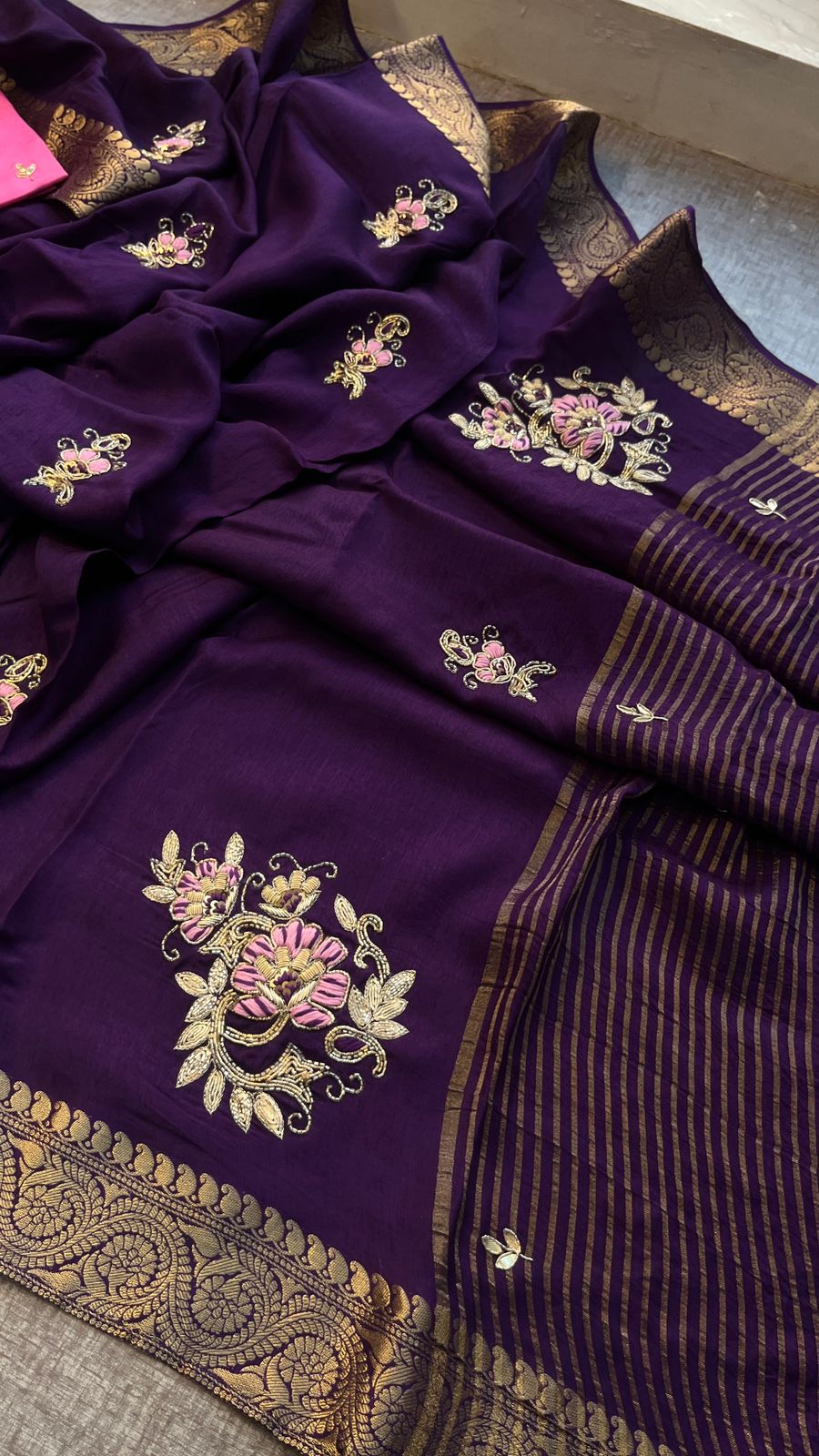 Kayatri New Pure Moonga Silk Hand Work Saree