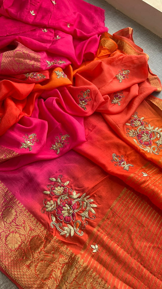 Kayatri New Pure Moonga Silk Hand Work Saree