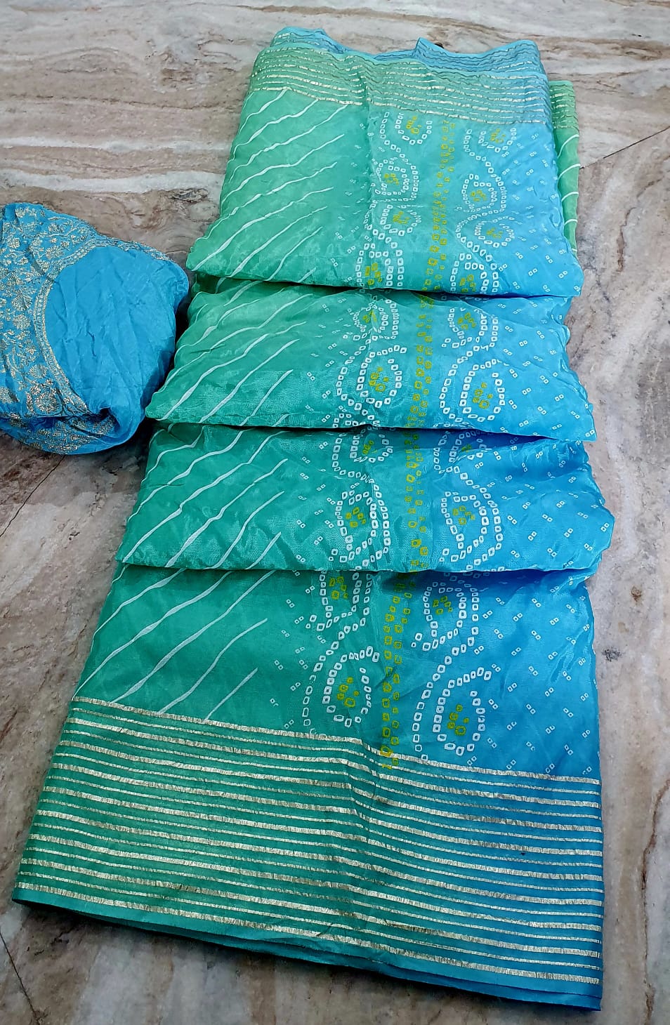 Kayatri Premium Half Lehriya Half Bandhej Silk Saree
