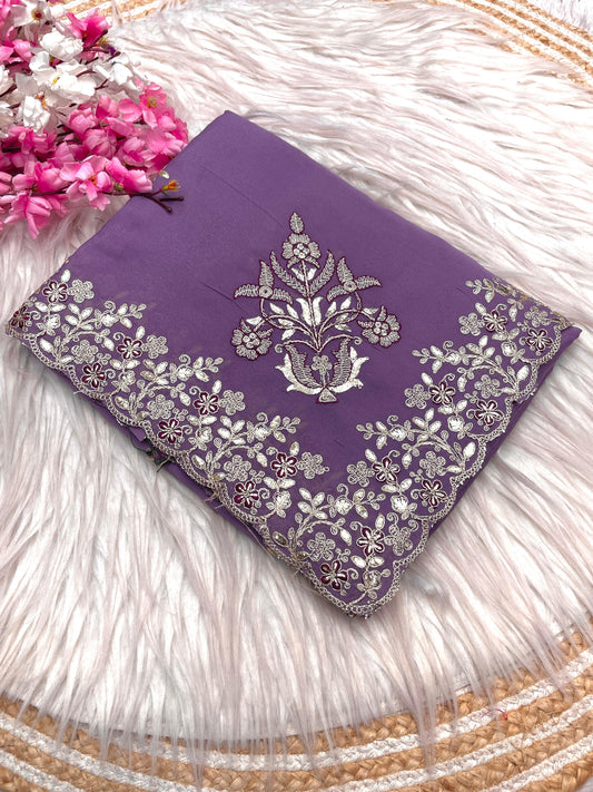 Kayatri Luxe Chocolate Silk with Designer Foil Work