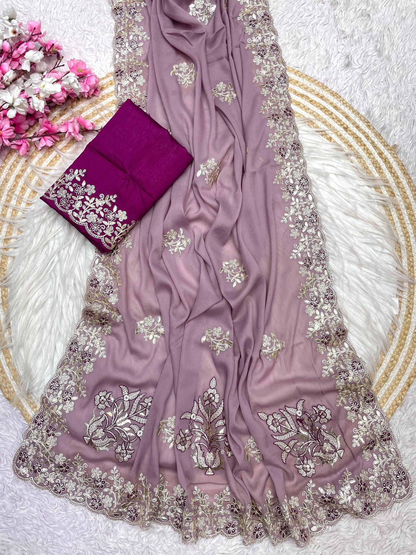 Kayatri Luxe Chocolate Silk with Designer Foil Work