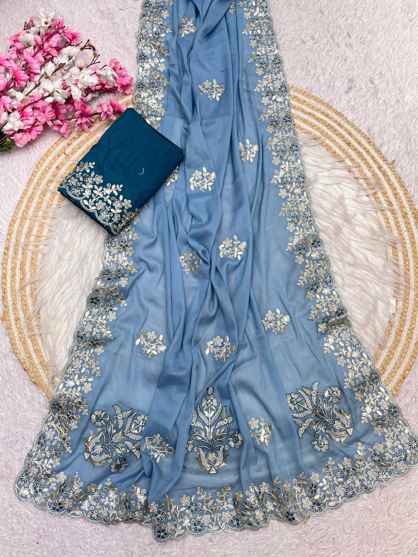 Kayatri Luxe Chocolate Silk with Designer Foil Work