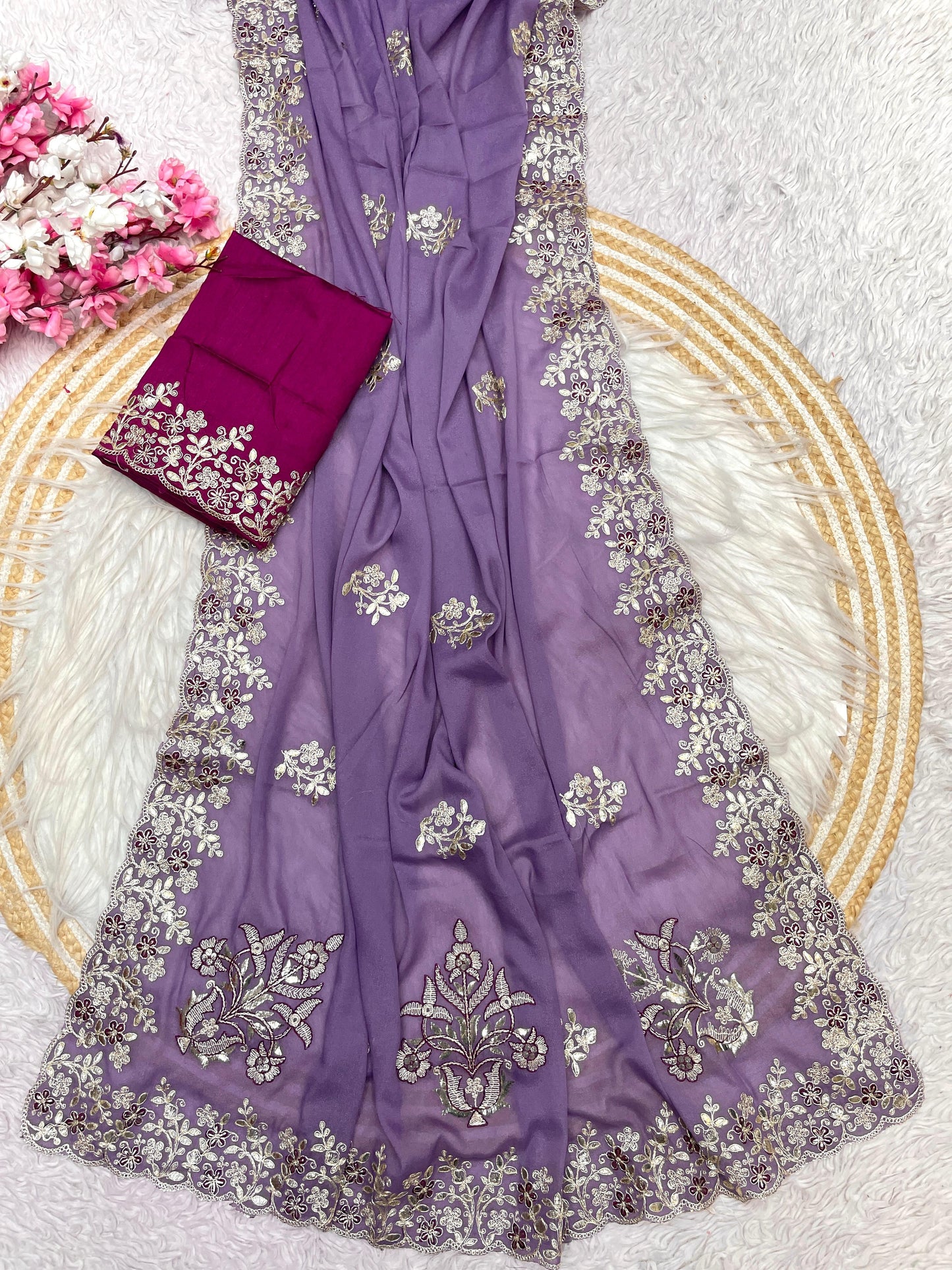 Kayatri Luxe Chocolate Silk with Designer Foil Work
