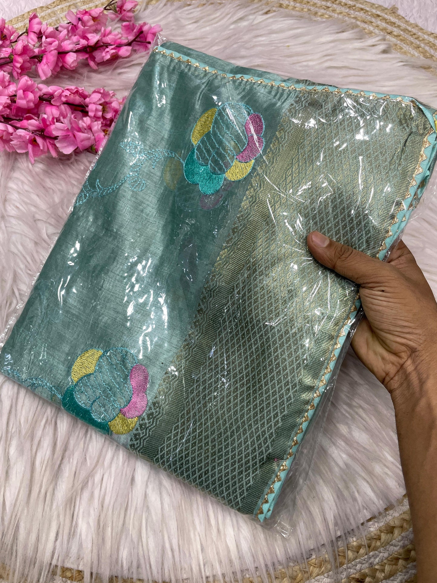 Kayatri Star-Style Cotton Saree with Embroidery & Latkan