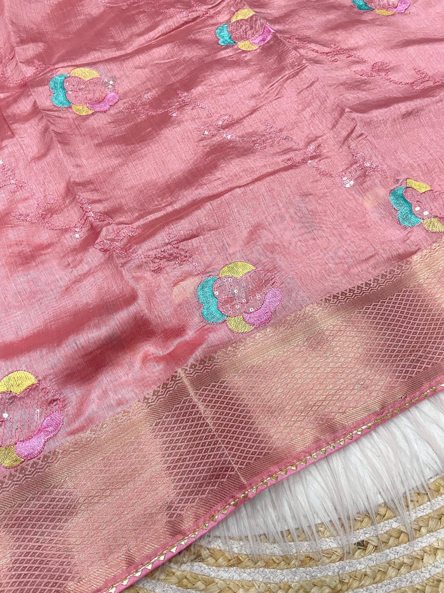 Kayatri Star-Style Cotton Saree with Embroidery & Latkan