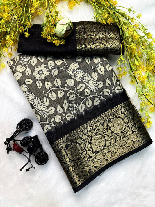 Kayatri New Pure Dola silk with crush all over saree jequrd boder