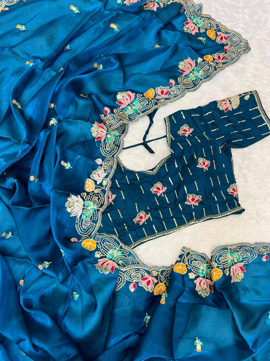 Kayatri New Pure Soft Jimmy choo  Saree with heavy Multi Treads & sequence Work
