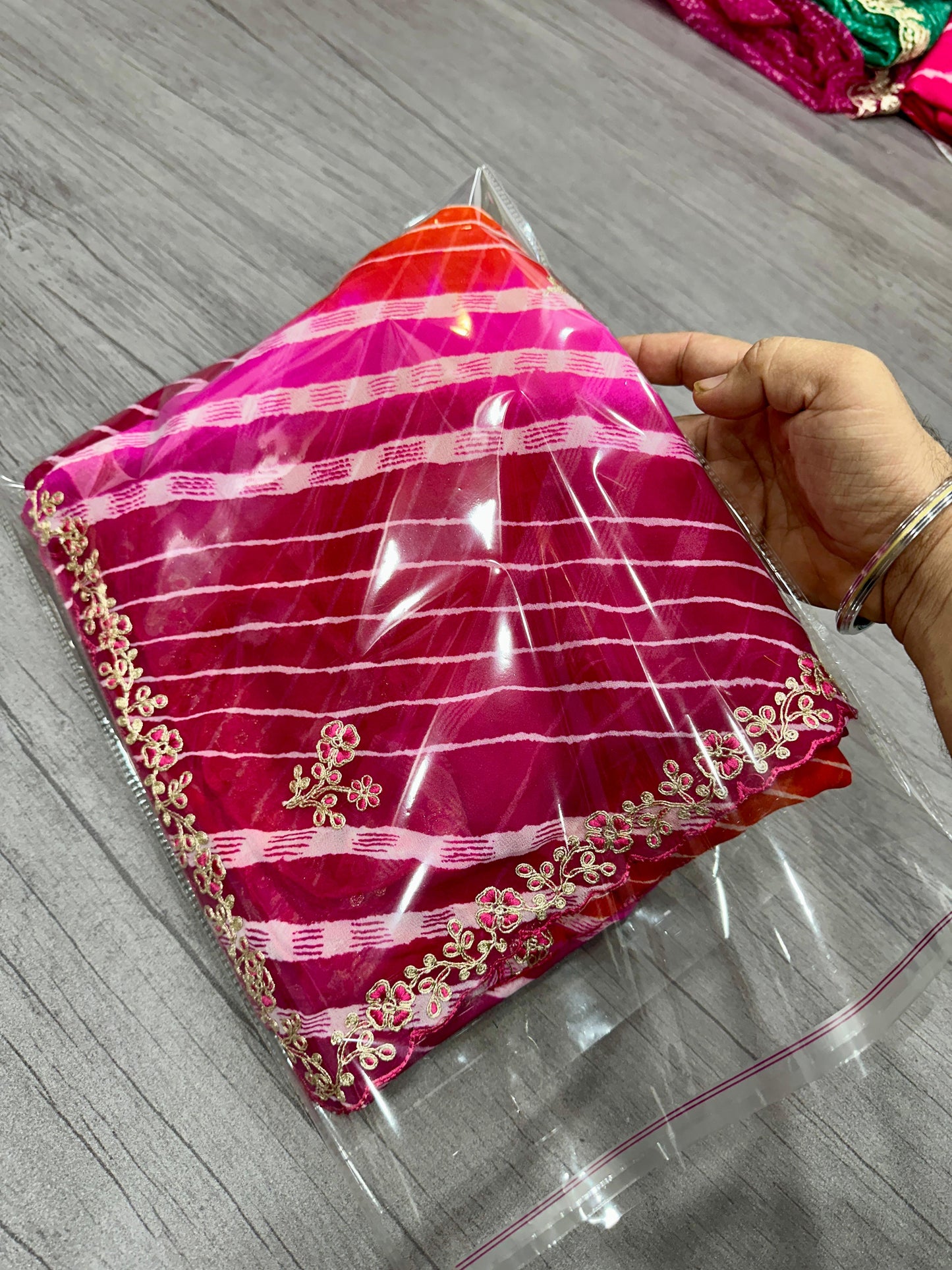 Kayatri New Pure Georgette with Jodhpur Lehariya  Print Saree with Beautiful Pita Work