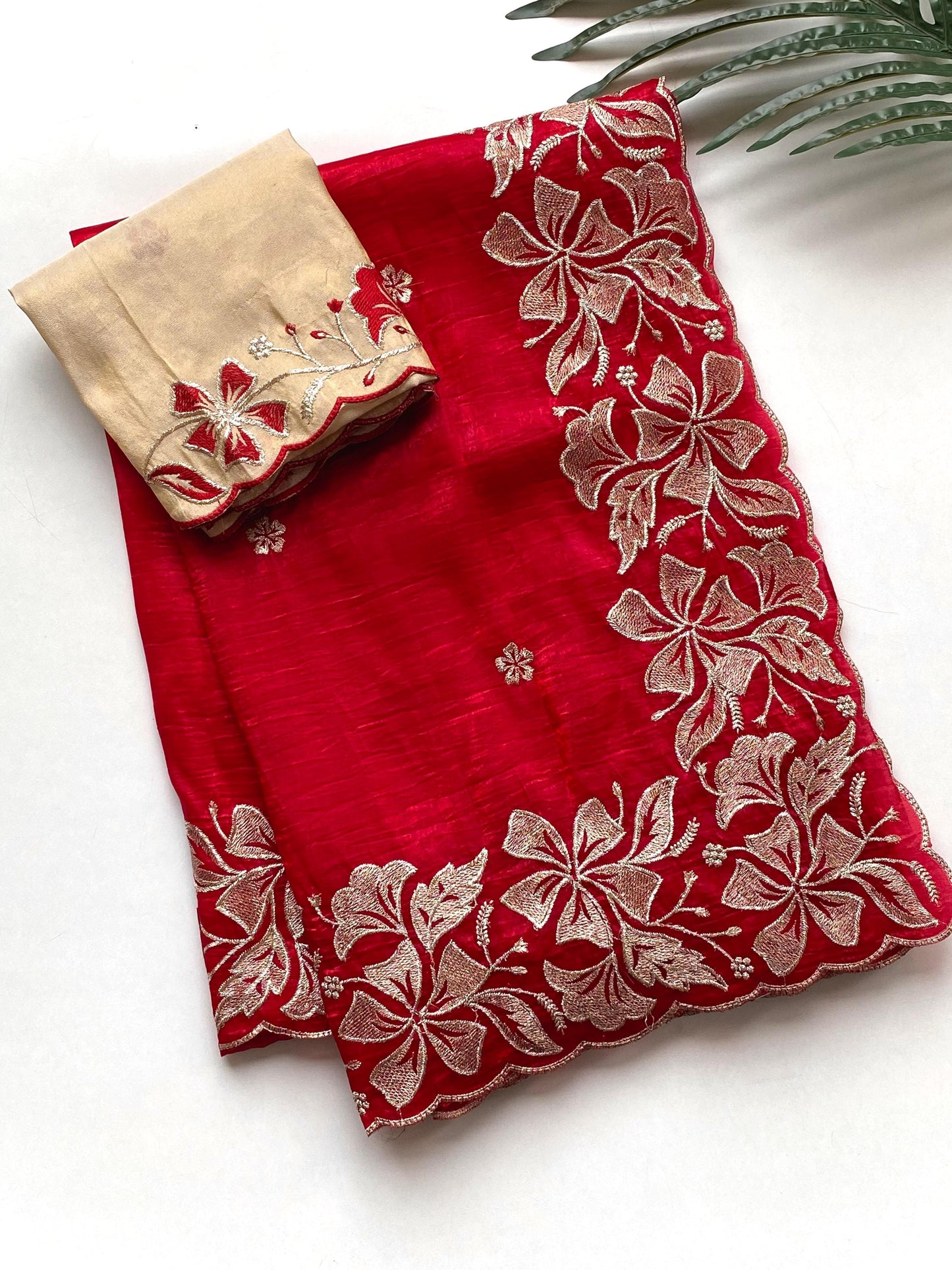 Kayatri New Premium crush silk sarees with intricate flower embroidery pattern saree