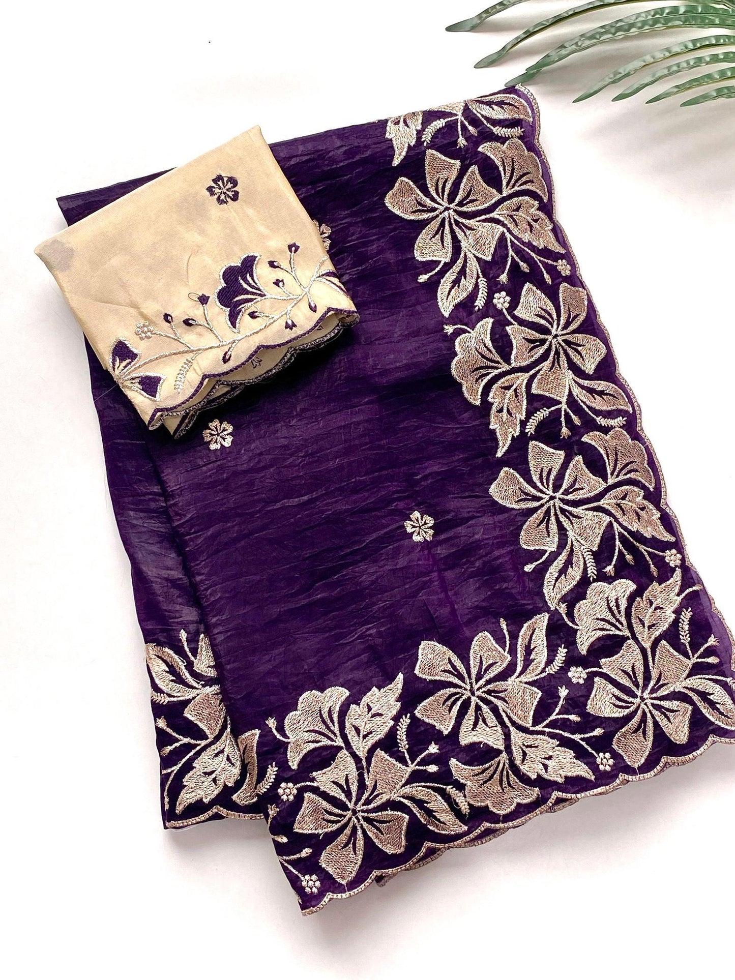Kayatri New Premium crush silk sarees with intricate flower embroidery pattern saree