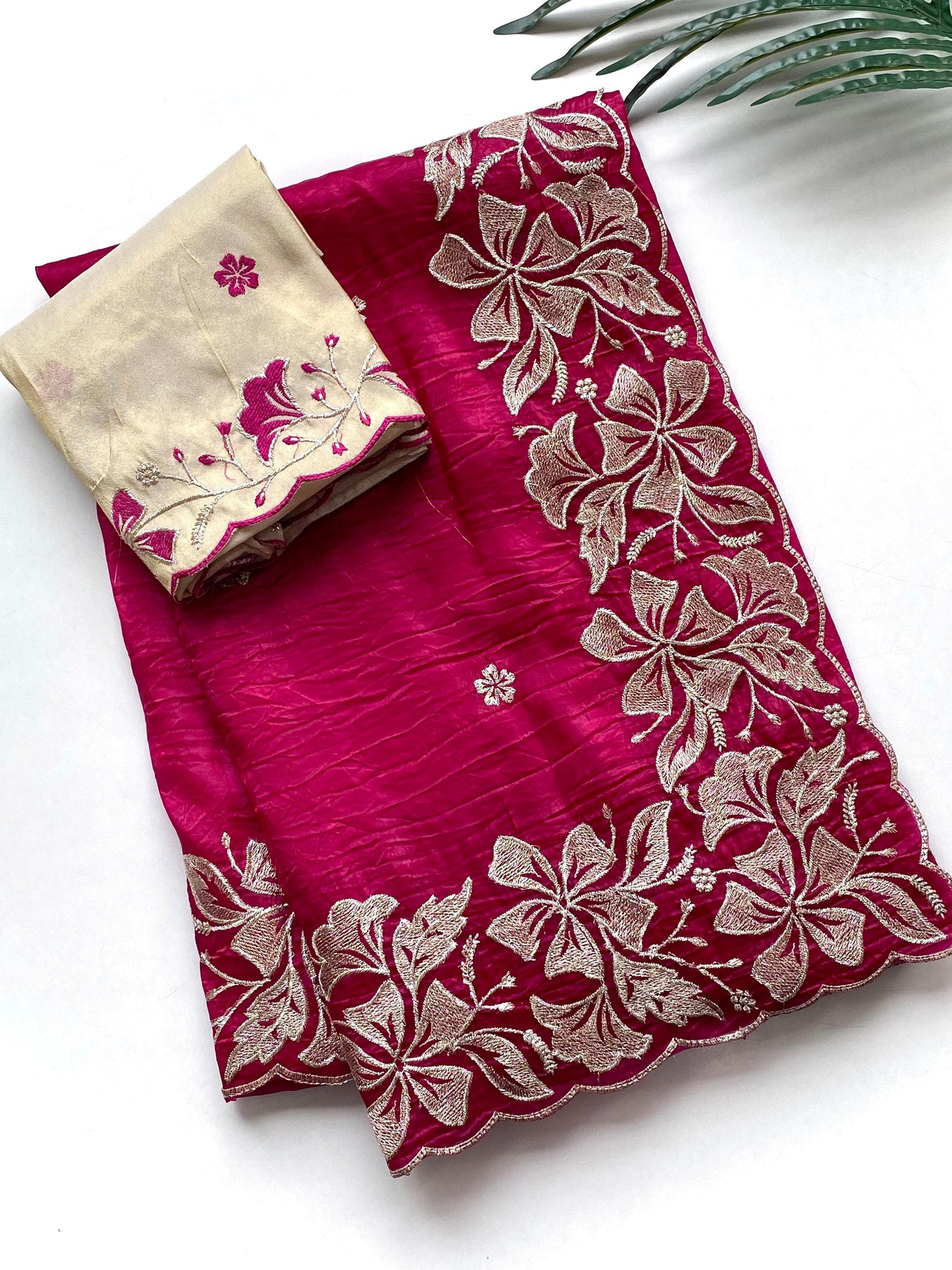 Kayatri New Premium crush silk sarees with intricate flower embroidery pattern saree