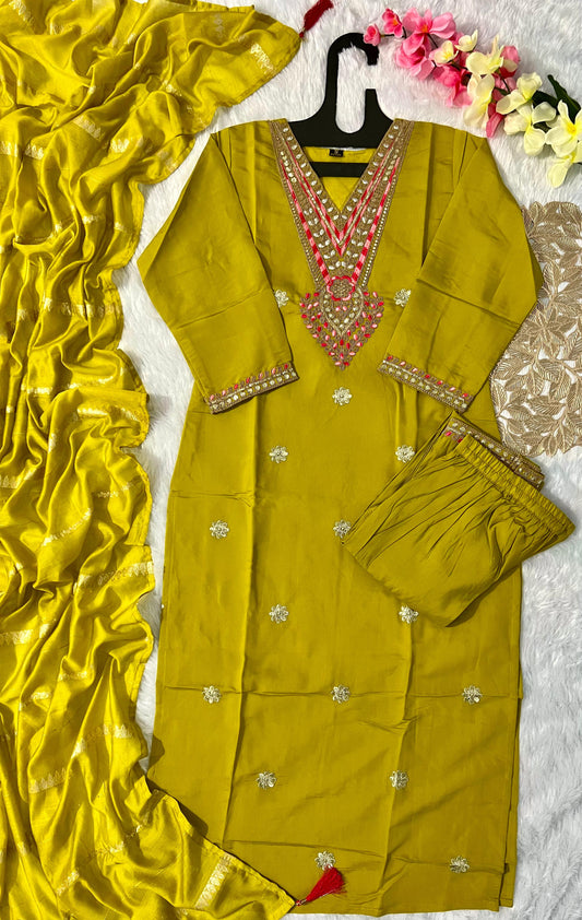 Kayatri New Roman Silk with Beautiful Embroidery With Sequence Work Suit