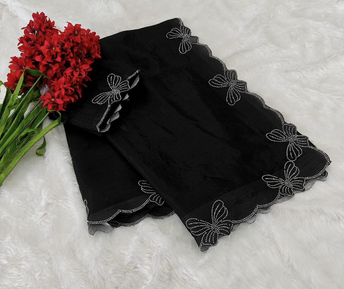 Kayatri New Designer shiny Chiffon SILK with Beautiful aimond Saree