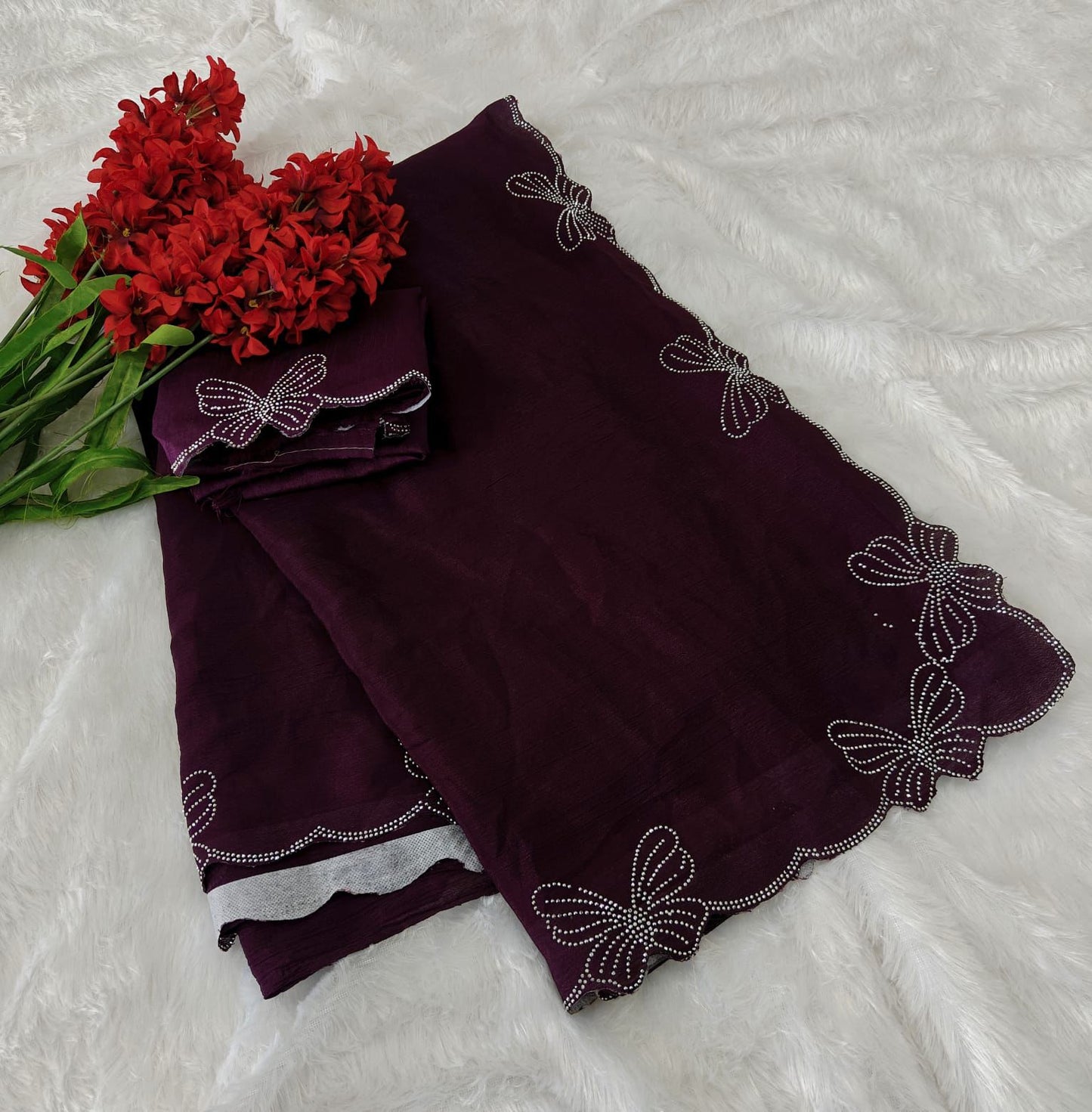 Kayatri New Designer shiny Chiffon SILK with Beautiful aimond Saree