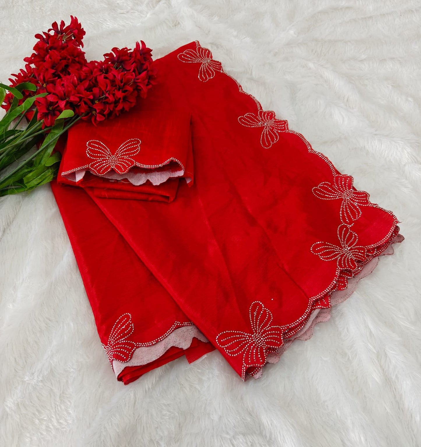 Kayatri New Designer shiny Chiffon SILK with Beautiful aimond Saree