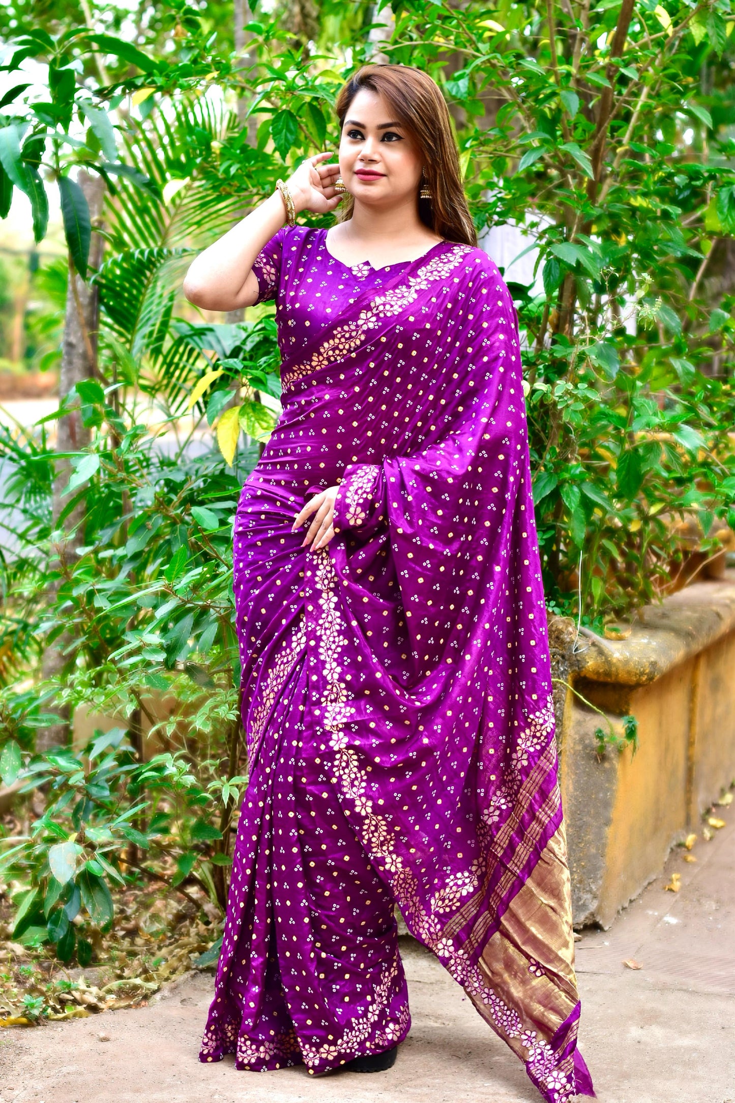 Kayatri New Gota Pati Border With Lagadi Pallu Saree With Block Print Bandhej Saree