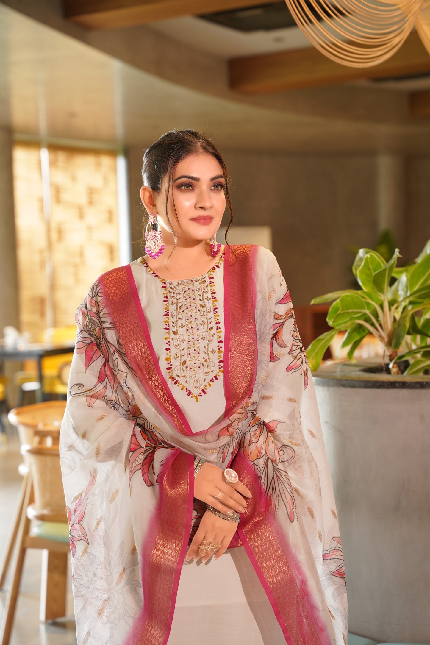 Kayatri New Roman silk With Cotton inner with Hand Work Suit
