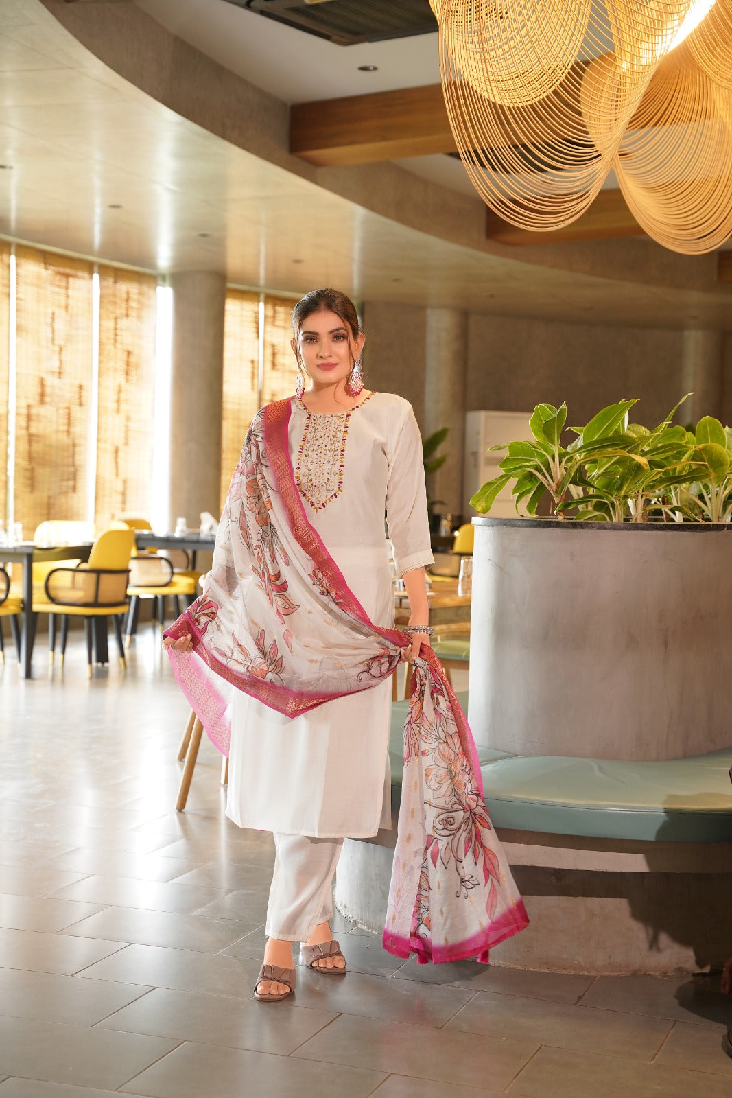 Kayatri New Roman silk With Cotton inner with Hand Work Suit