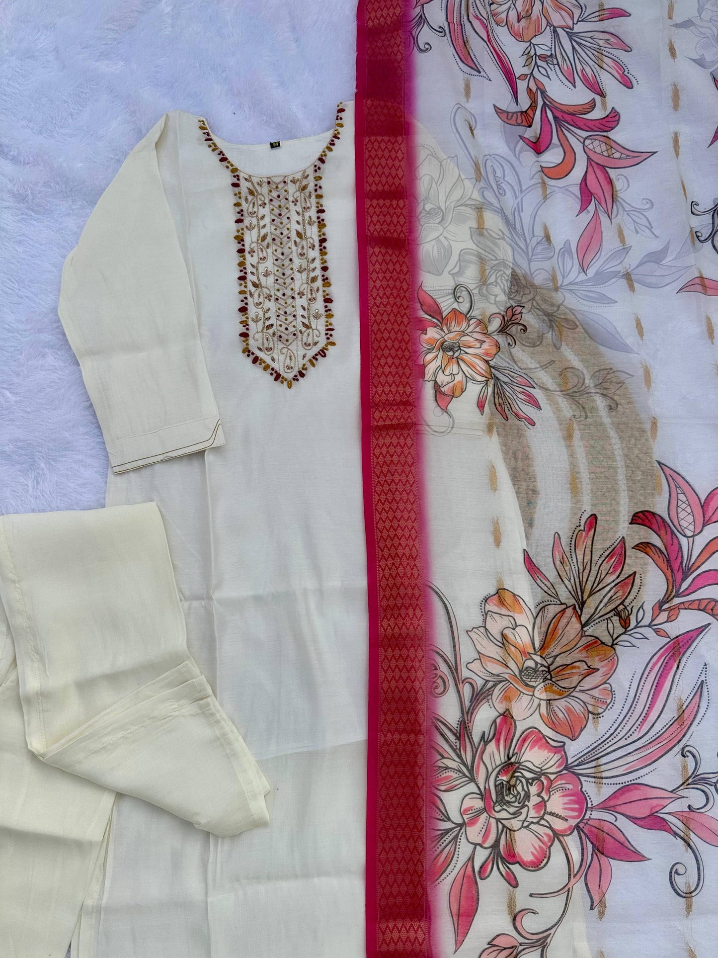 Kayatri New Roman silk With Cotton inner with Hand Work Suit
