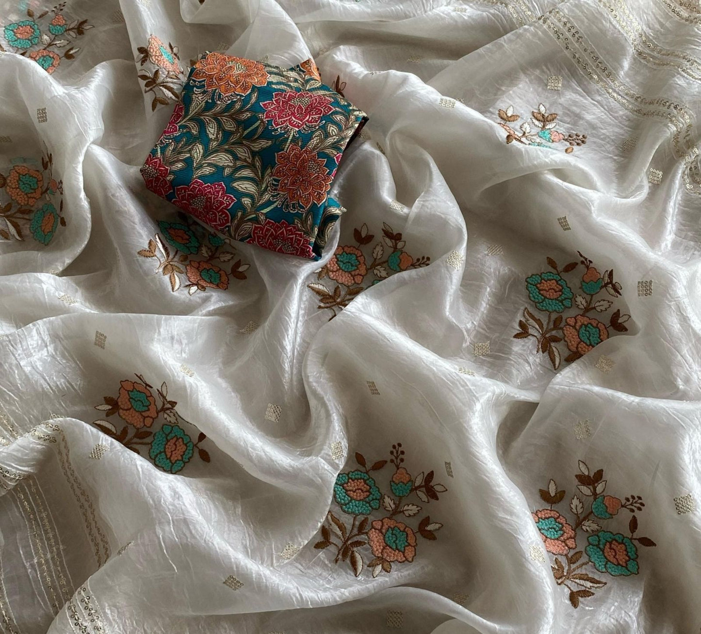 Kayatri New fabrics churchy design Multi thread and sequence Saree
