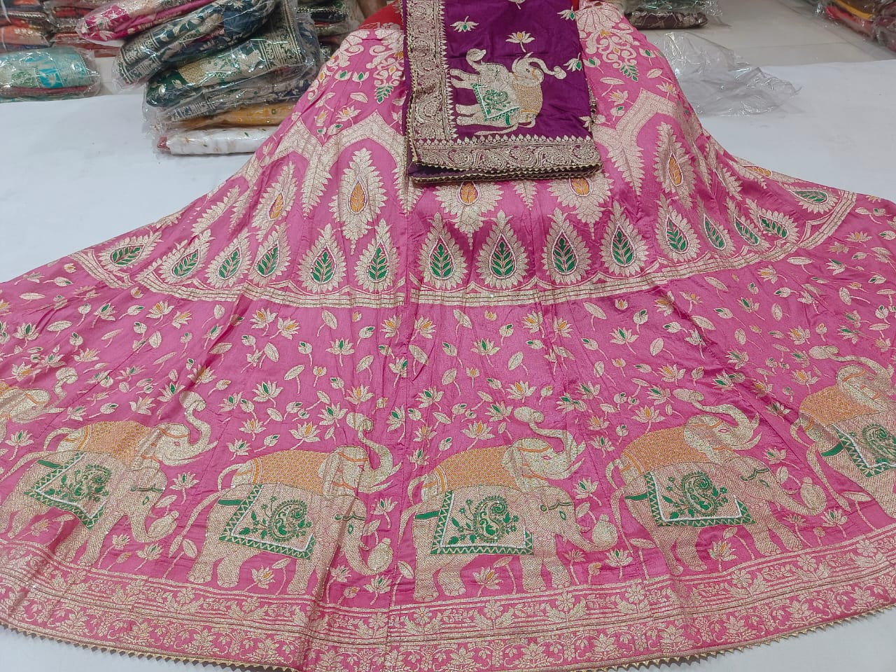 Kayatri New Nylon silk langha & Nylon  silk Duptta  Fancy hand work gota pati work