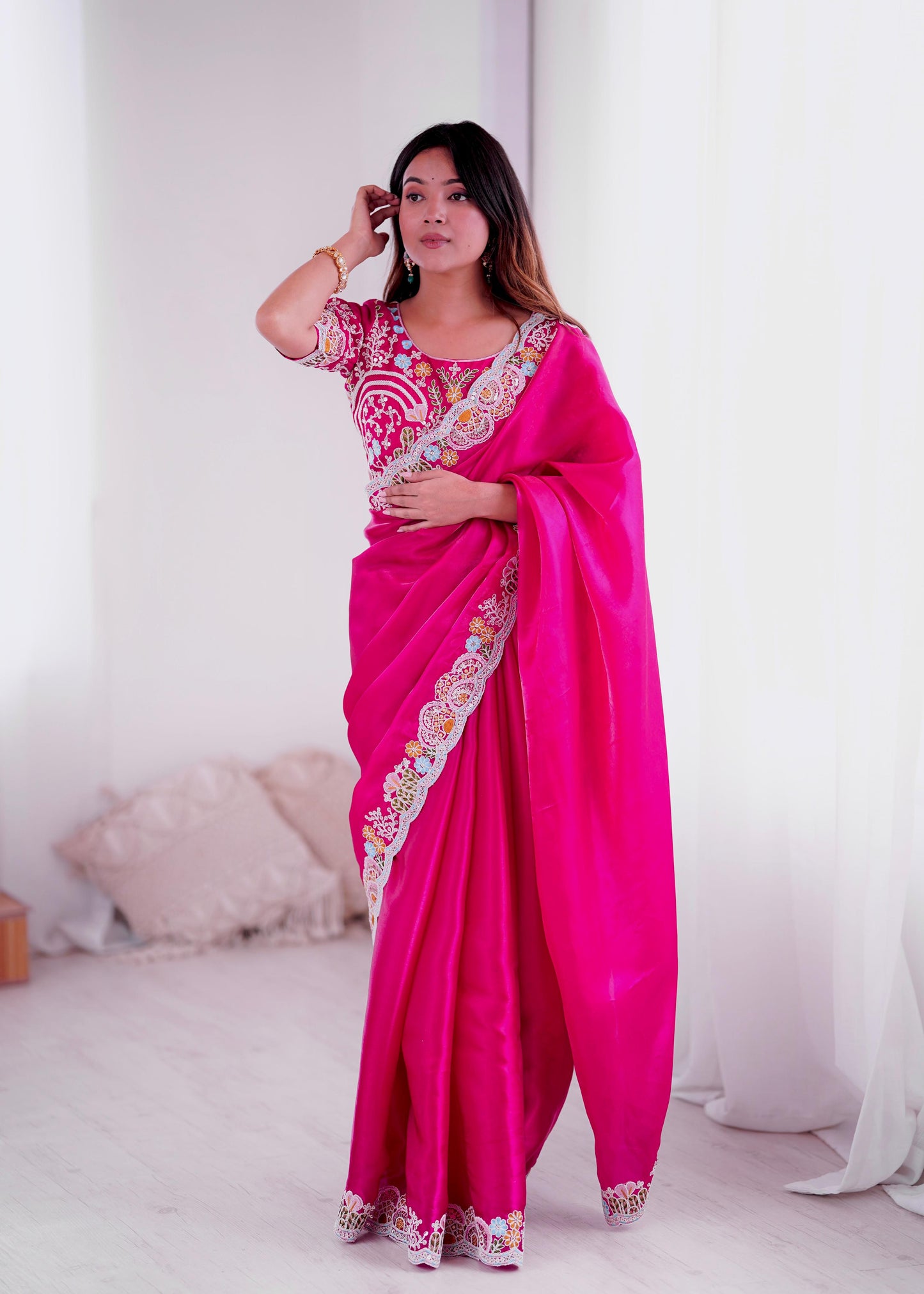 Kayatri New  Premium Jimmy Cho With Heavy Embroidery Threads Saree