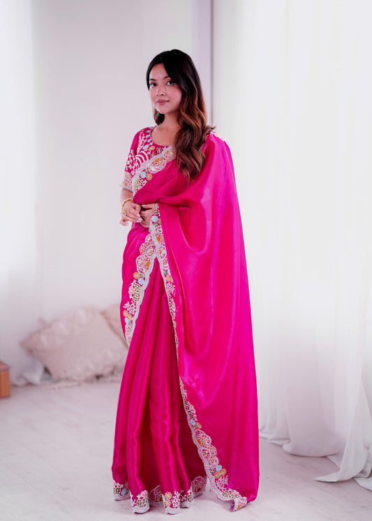 Kayatri New  Premium Jimmy Cho With Heavy Embroidery Threads Saree
