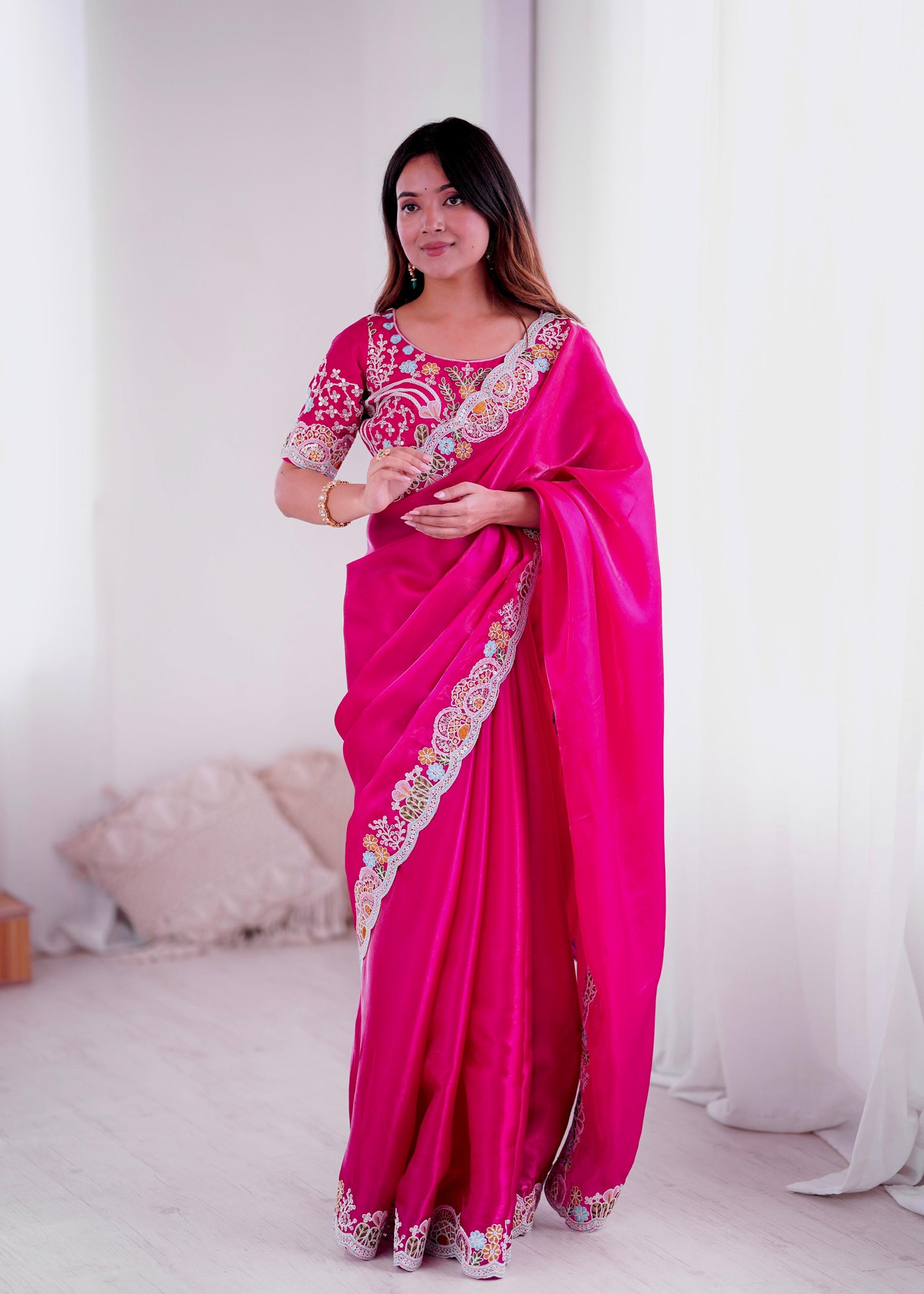 Kayatri New  Premium Jimmy Cho With Heavy Embroidery Threads Saree