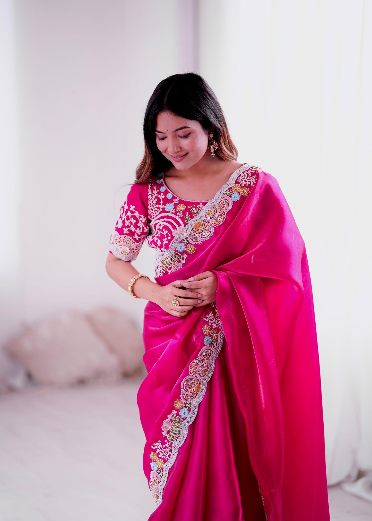Kayatri New  Premium Jimmy Cho With Heavy Embroidery Threads Saree
