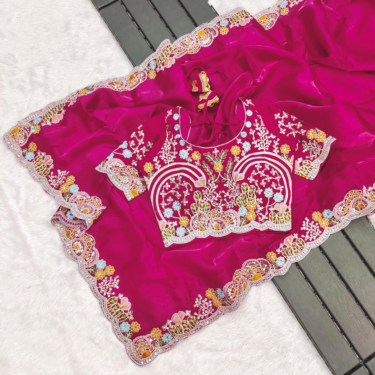 Kayatri New  Premium Jimmy Cho With Heavy Embroidery Threads Saree
