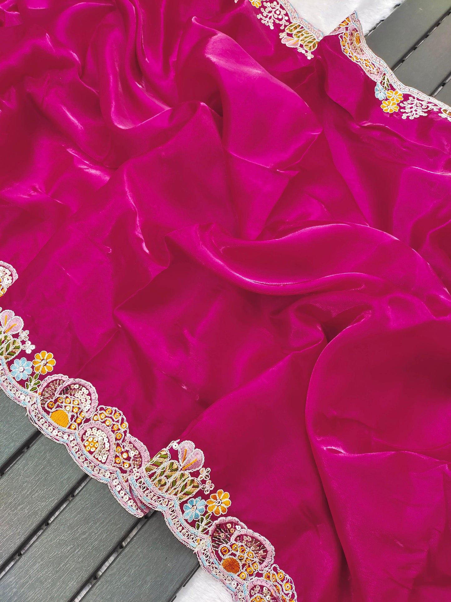Kayatri New  Premium Jimmy Cho With Heavy Embroidery Threads Saree