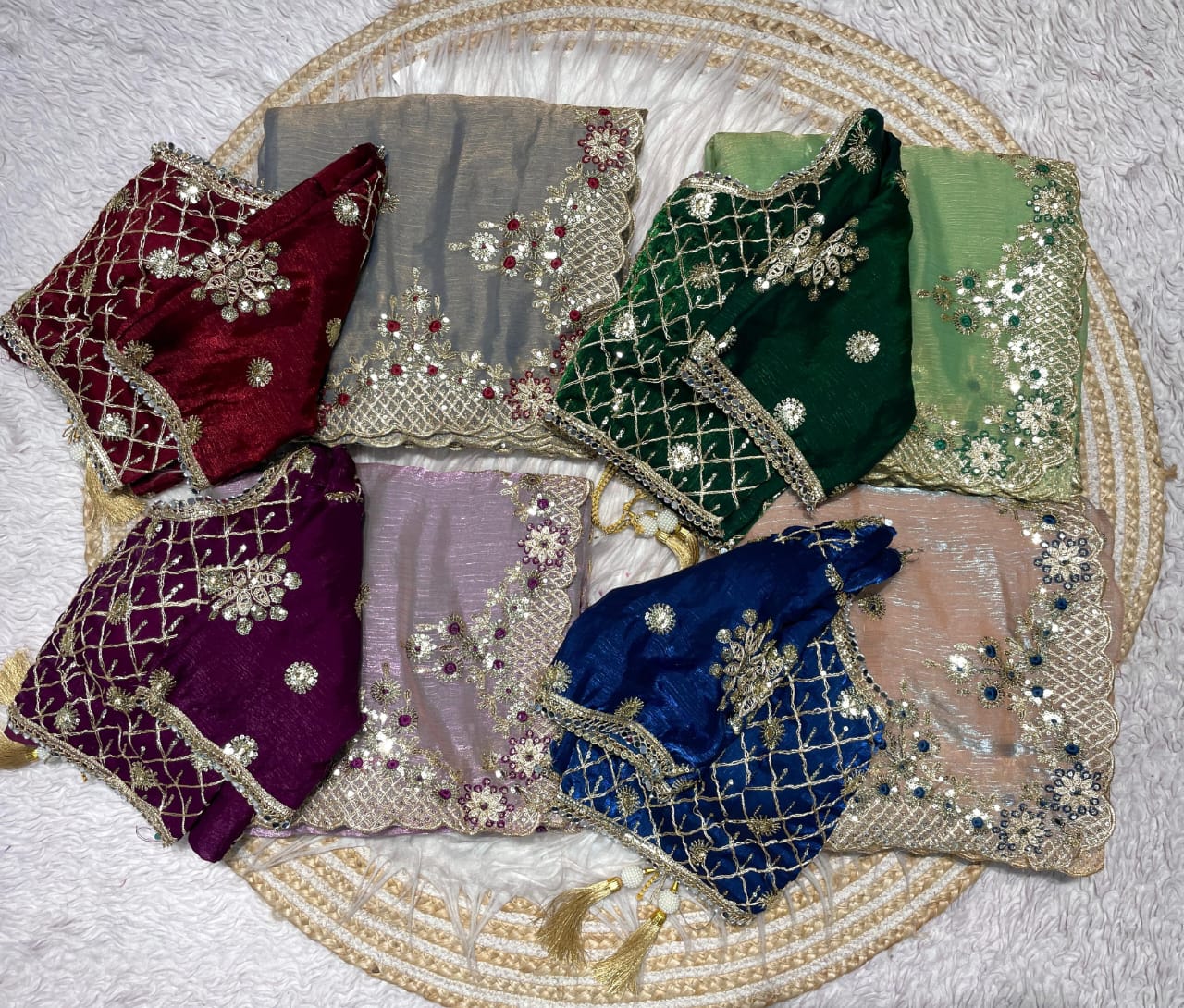 Kayatri New C -pallu 3 mm sequence  coding embroidery Saree